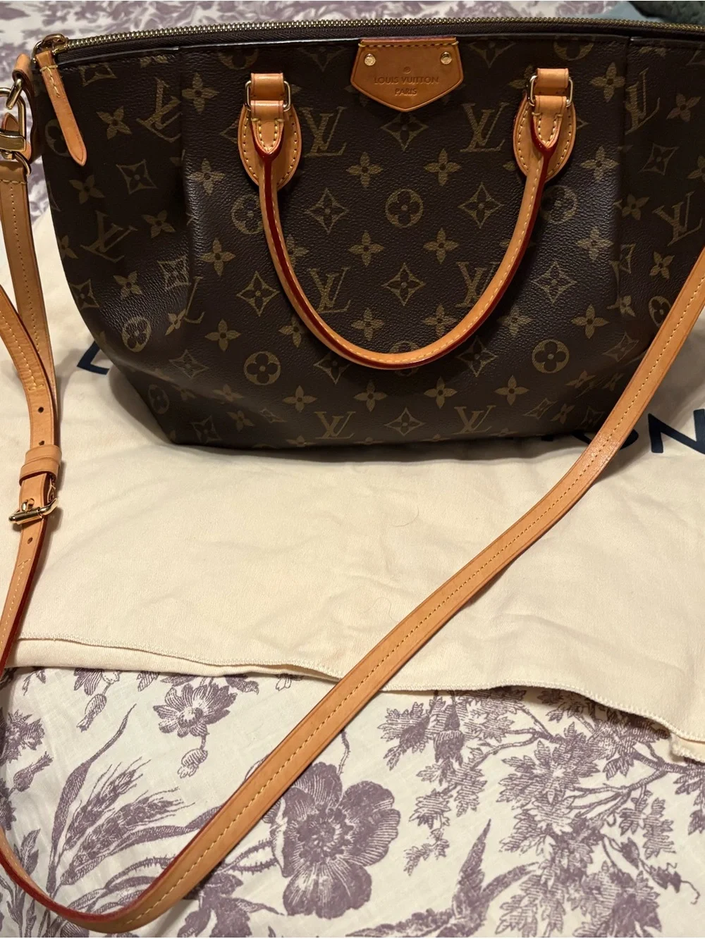 Louis Vuitton Turenne MM Monogram Canvas Shoulder Bag with Tan Leather Trim